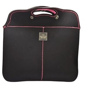 SHARPER IMAGE NEOPRENE Small Tote Bag 10" x 13.5" Black and Pink